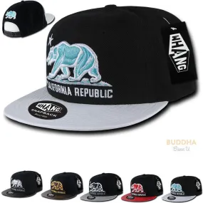 1 Dozen California Republic 6 Panel Flat Vinyl Bill Snapback Hats Caps Wholesale Bulk