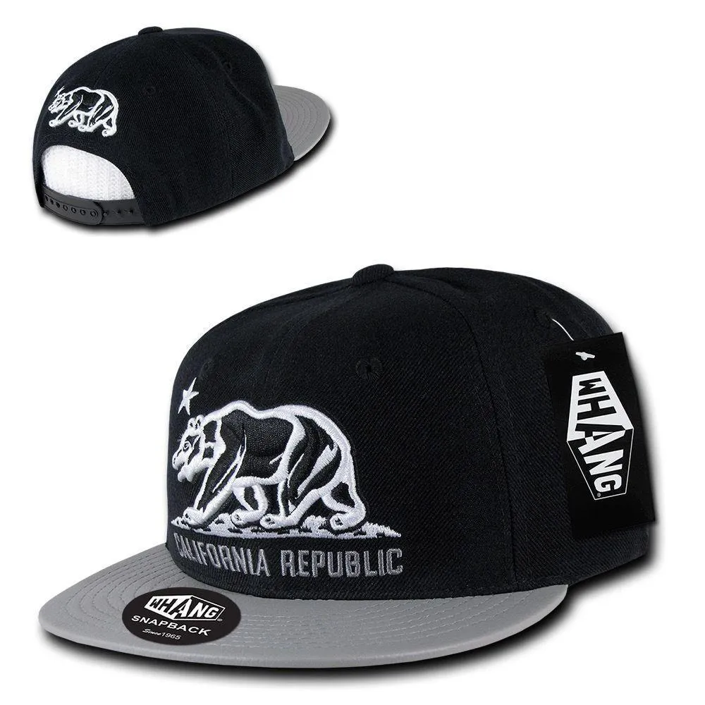 1 Dozen California Republic 6 Panel Flat Vinyl Bill Snapback Hats Caps Wholesale Bulk