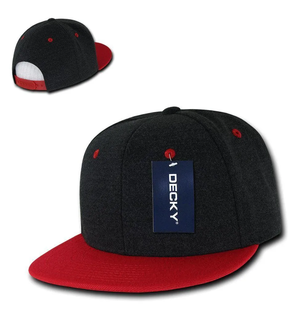 1 Dozen Decky Melton Crown Snapback Two Tone 6 Panel Hats Caps Wholesale Lots!