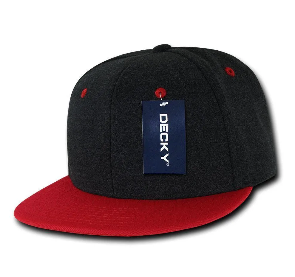 1 Dozen Decky Melton Crown Snapback Two Tone 6 Panel Hats Caps Wholesale Lots!