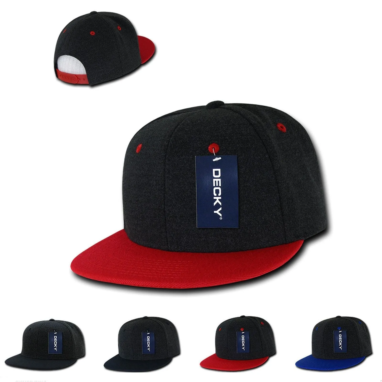 1 Dozen Decky Melton Crown Snapback Two Tone 6 Panel Hats Caps Wholesale Lots!