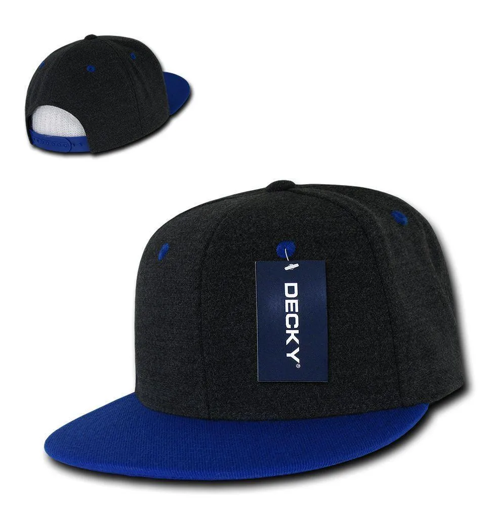 1 Dozen Decky Melton Crown Snapback Two Tone 6 Panel Hats Caps Wholesale Lots!