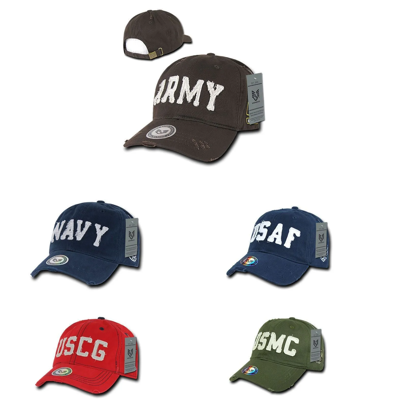 1 Dozen Military Vintage Washed Cotton Twill Polo Distresse Hats Caps Wholesale Lots