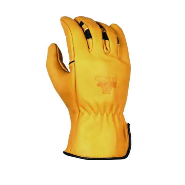 'Bear Knuckles' Double Wedge™ Fleece-Lined Water Resistant Cowhide Driver Glove - Yellow