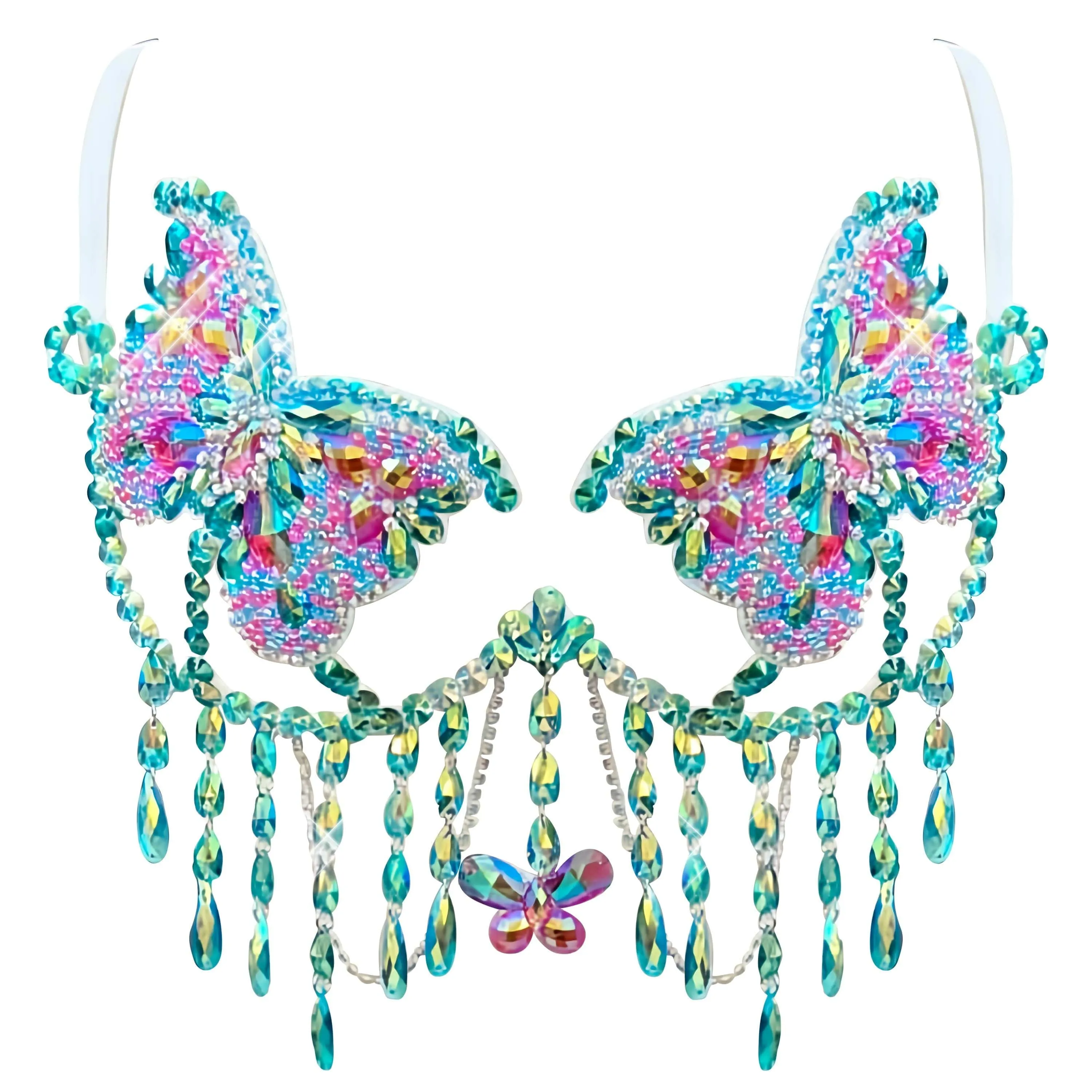 Beautiful Butterfly Crystal Jewel Carnival Bra
