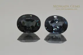 Beautiful Pair of Deep Blue Mogok Spinel. Oval cut. 6.34 ct total