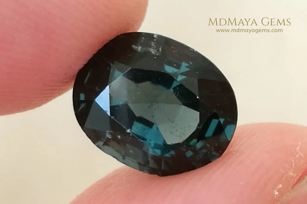Beautiful Pair of Deep Blue Mogok Spinel. Oval cut. 6.34 ct total