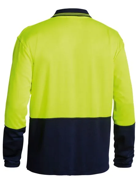 Bisley 2 Tone Hi Vis Polo Shirt - Long Sleeve - Yellow/Navy (BK6234)