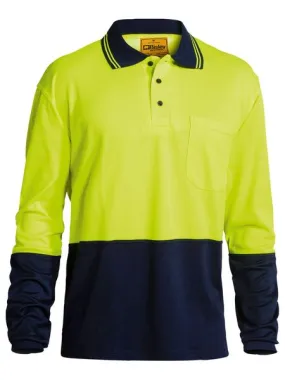 Bisley 2 Tone Hi Vis Polo Shirt - Long Sleeve - Yellow/Navy (BK6234)