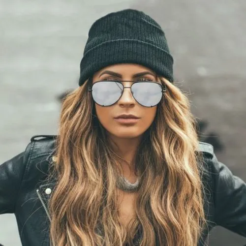 Black Gradient Metal Aviator Sunglasses