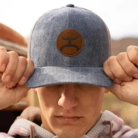 Blush Denim and Grey Unisex Trucker Cap with Circle Patch