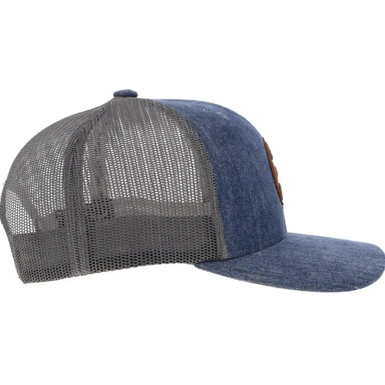 Blush Denim and Grey Unisex Trucker Cap with Circle Patch