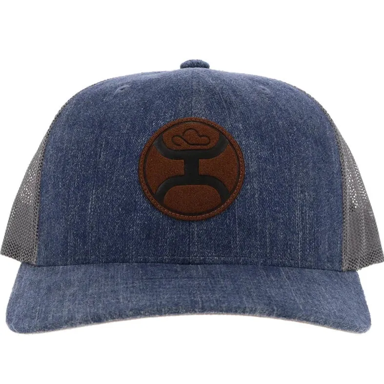 Blush Denim and Grey Unisex Trucker Cap with Circle Patch