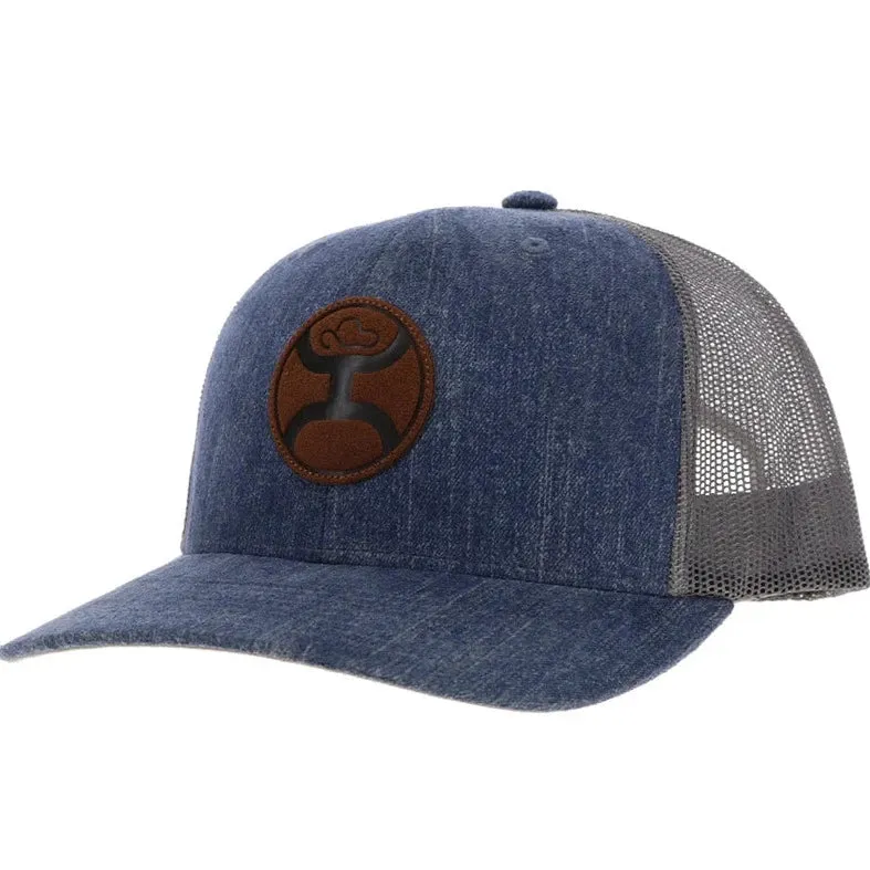 Blush Denim and Grey Unisex Trucker Cap with Circle Patch