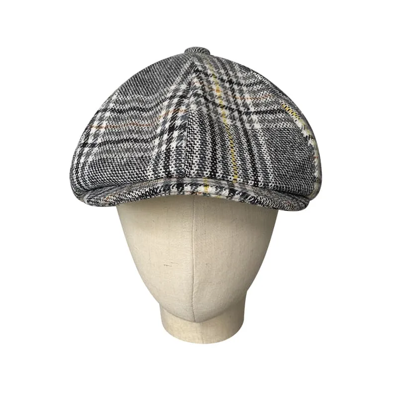 Brooklyn Gray Tartan Wool Newsboy Cap