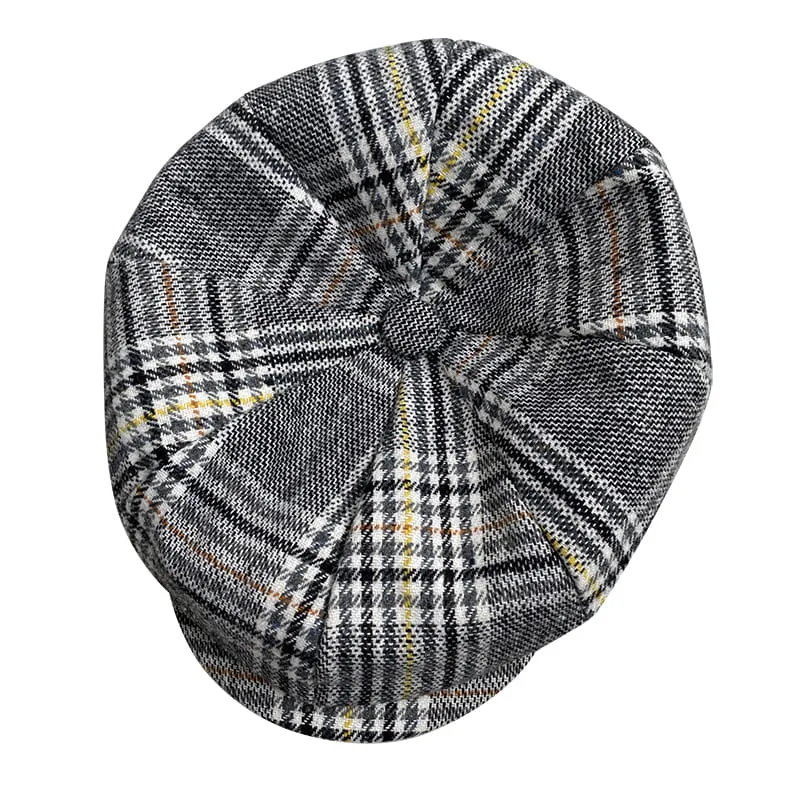 Brooklyn Gray Tartan Wool Newsboy Cap