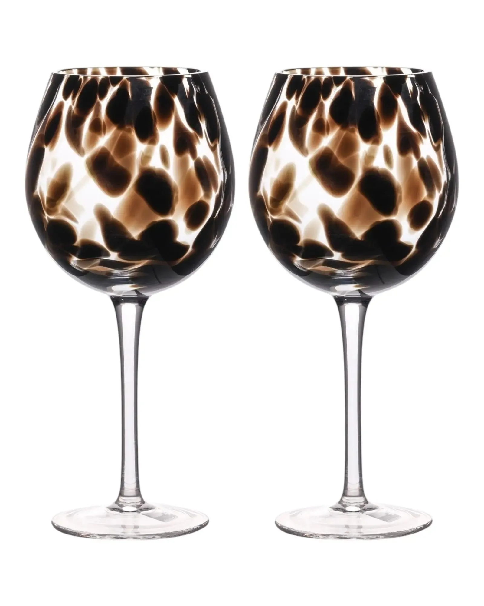 Brown Tortoise Print Wine Glasses - Set of Two