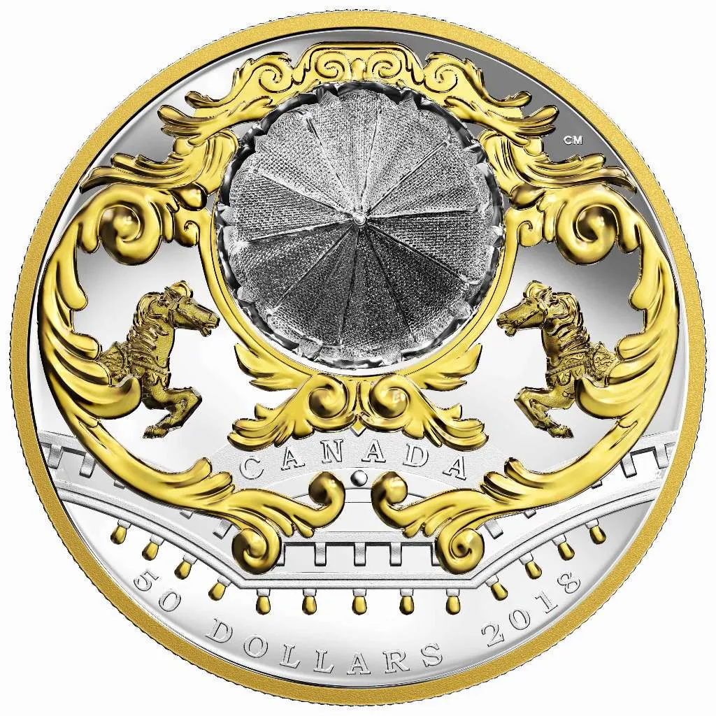 Canada Silver 2018 $50 Antique Carousel PF 6.07oz, .9999