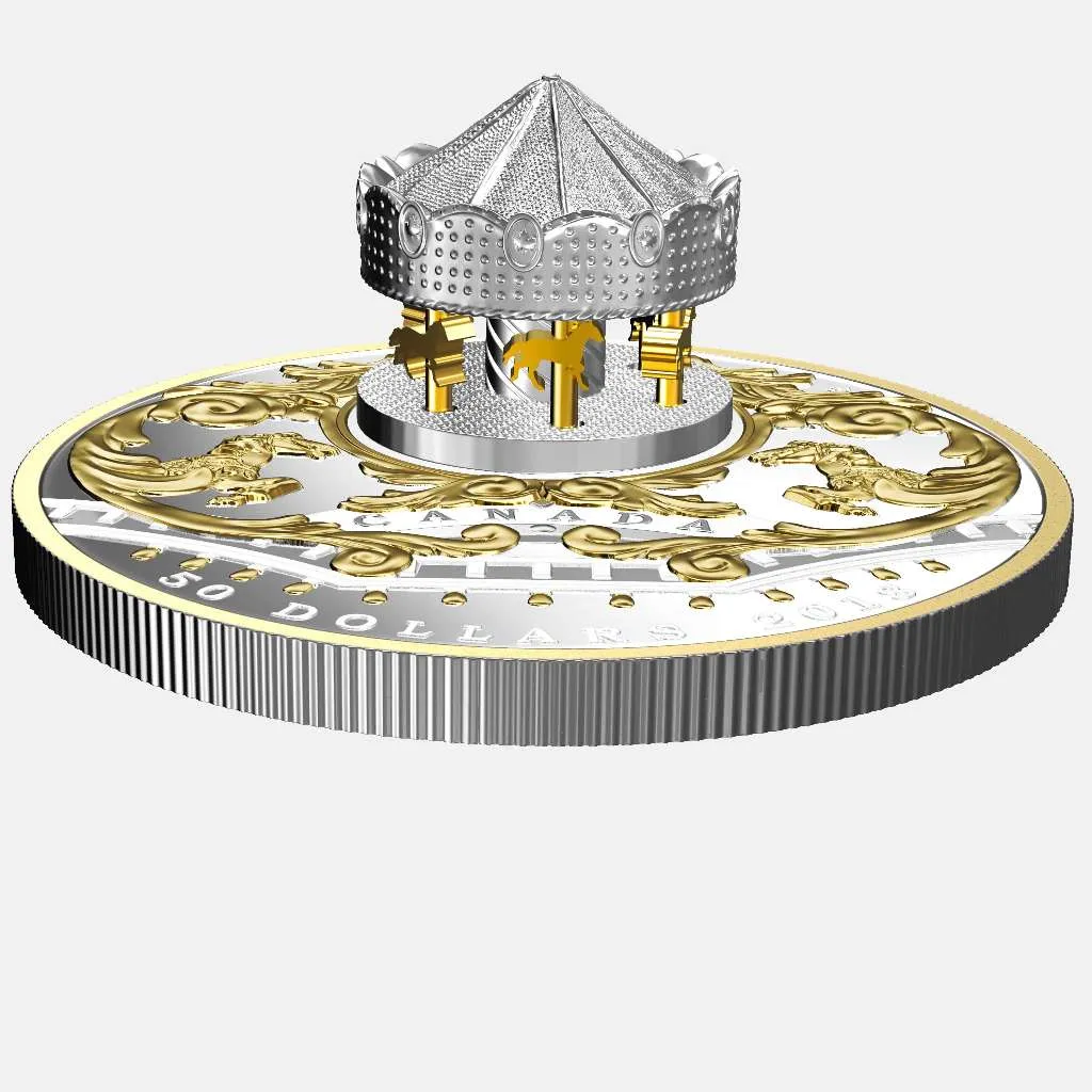 Canada Silver 2018 $50 Antique Carousel PF 6.07oz, .9999