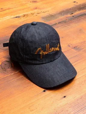 Chain Embroidery Denim Cap in Indigo Blue