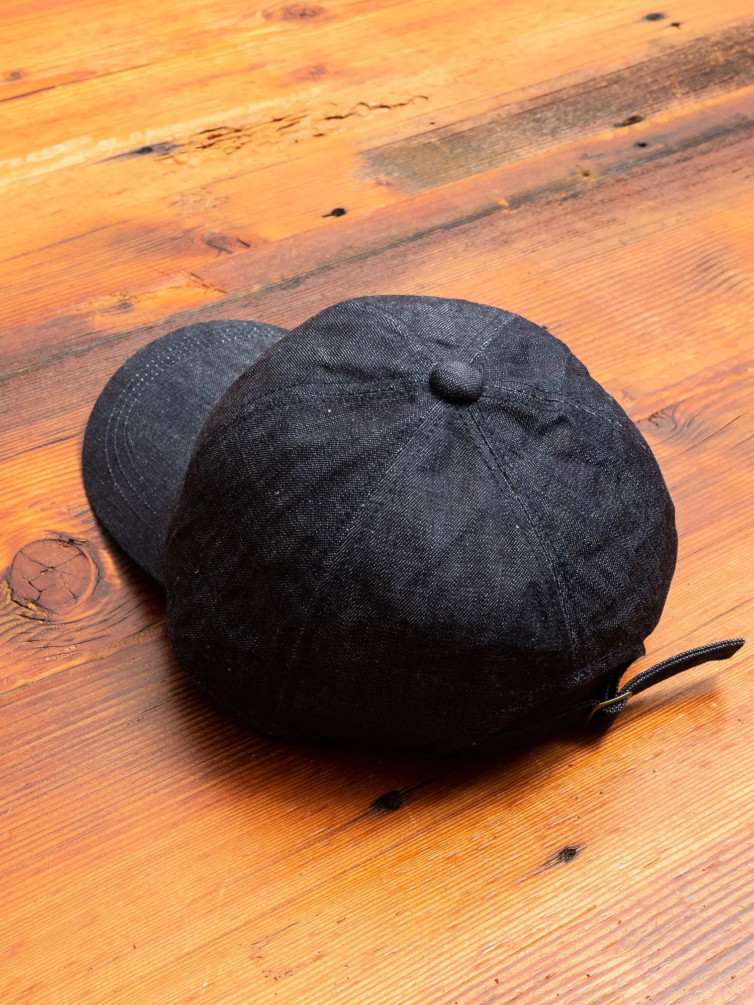 Chain Embroidery Denim Cap in Indigo Blue