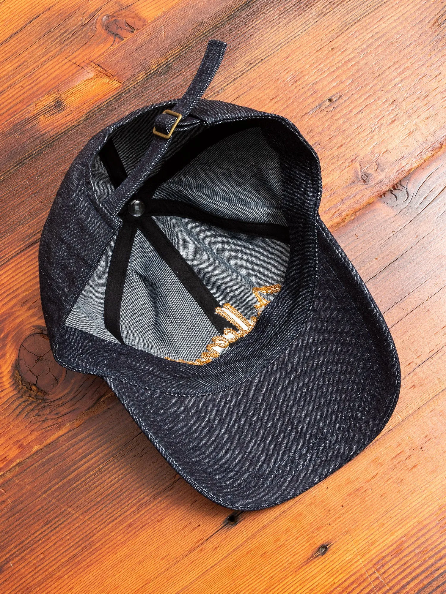 Chain Embroidery Denim Cap in Indigo Blue