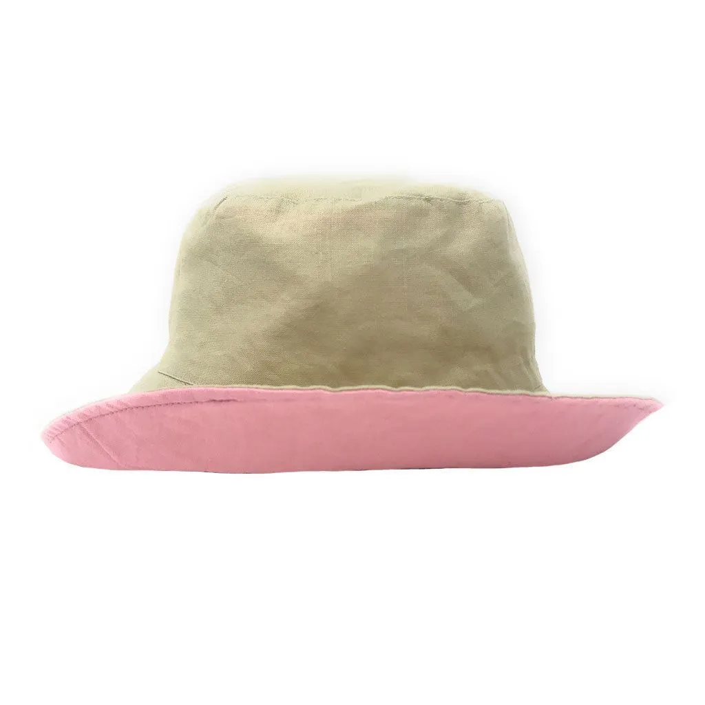 Cotton Ponytail Bucket Caps Hats Reversible Summer Women's Summer Beach Sun Hat