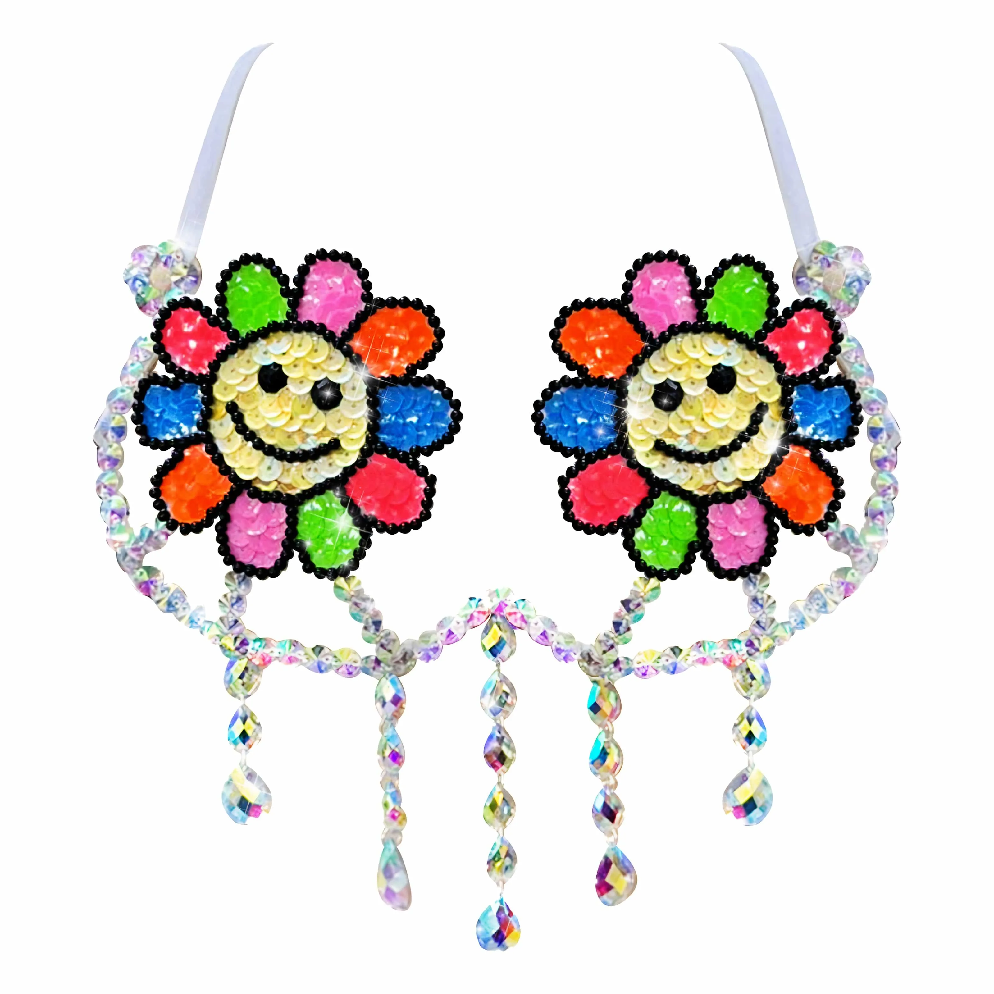 Daisy Delights Smiley Blacklight Crystal Carnival Bra