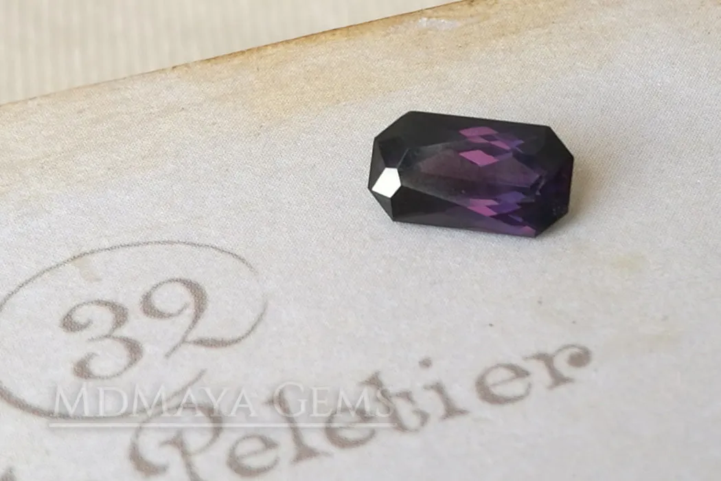 Darkish Violet Spinel. Rectangle Cut. 1.47 ct.
