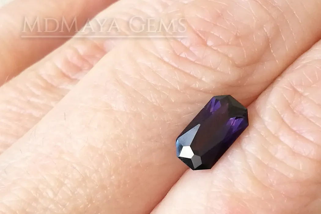 Darkish Violet Spinel. Rectangle Cut. 1.47 ct.