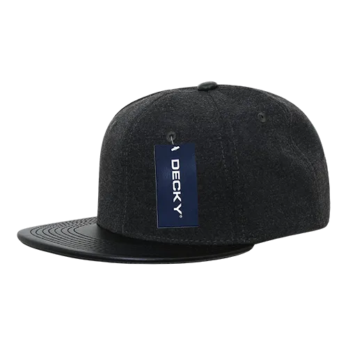 Decky 1115 Melton Vinyl Snapback, 6 Panel Vinyl Flat Bill Cap