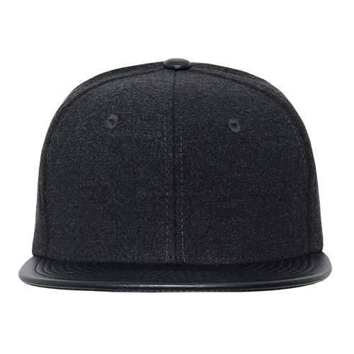 Decky 1115 Melton Vinyl Snapback, 6 Panel Vinyl Flat Bill Cap