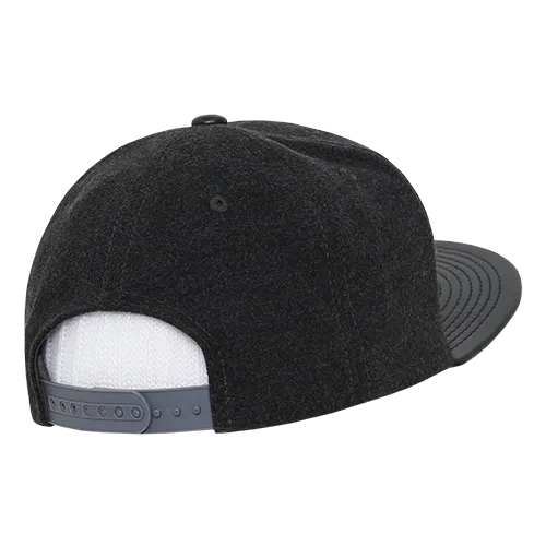 Decky 1115 Melton Vinyl Snapback, 6 Panel Vinyl Flat Bill Cap
