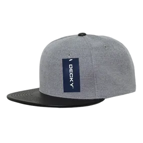 Decky 1115 Melton Vinyl Snapback, 6 Panel Vinyl Flat Bill Cap