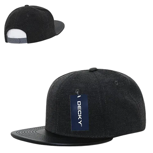 Decky 1115 Melton Vinyl Snapback, 6 Panel Vinyl Flat Bill Cap