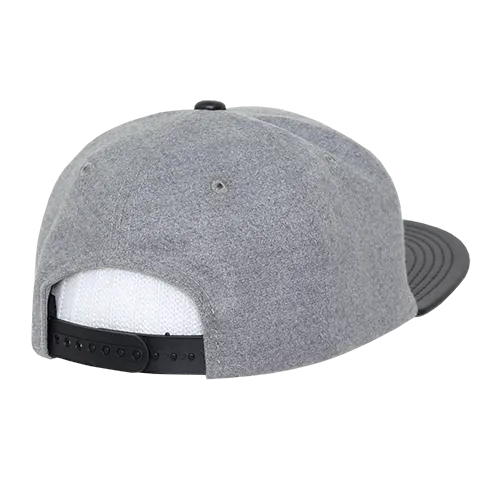 Decky 1115 Melton Vinyl Snapback, 6 Panel Vinyl Flat Bill Cap