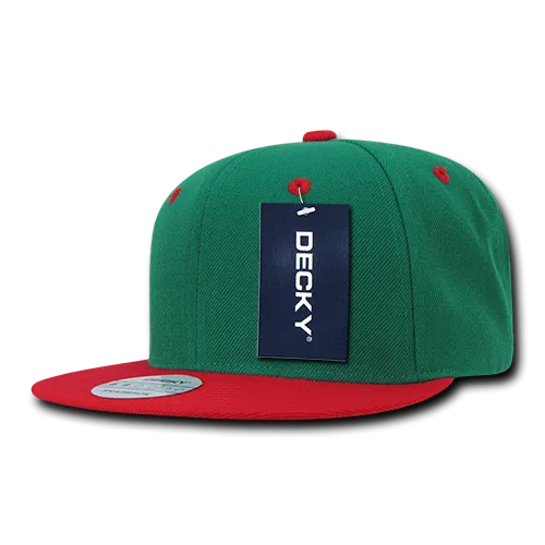 Decky 351 - Blank 2-Tone Snapback Hat, 6 Panel Flat Bill Cap