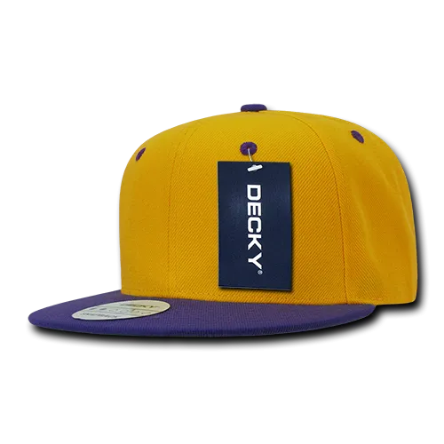 Decky 351 - Blank 2-Tone Snapback Hat, 6 Panel Flat Bill Cap