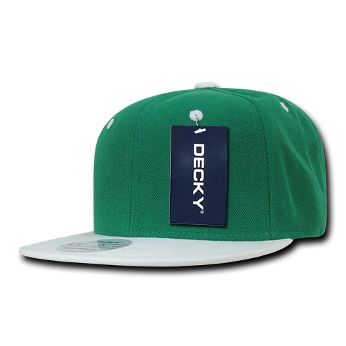 Decky 351 - Blank 2-Tone Snapback Hat, 6 Panel Flat Bill Cap