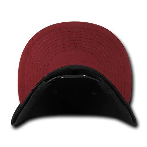 Decky 351 - Blank 2-Tone Snapback Hat, 6 Panel Flat Bill Cap