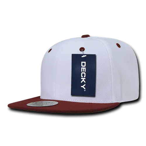 Decky 351 - Blank 2-Tone Snapback Hat, 6 Panel Flat Bill Cap
