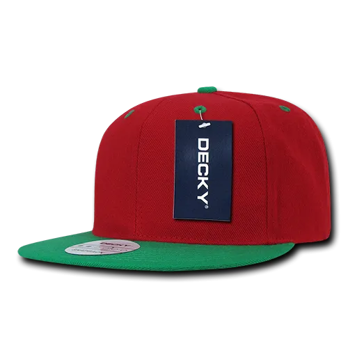 Decky 351 - Blank 2-Tone Snapback Hat, 6 Panel Flat Bill Cap
