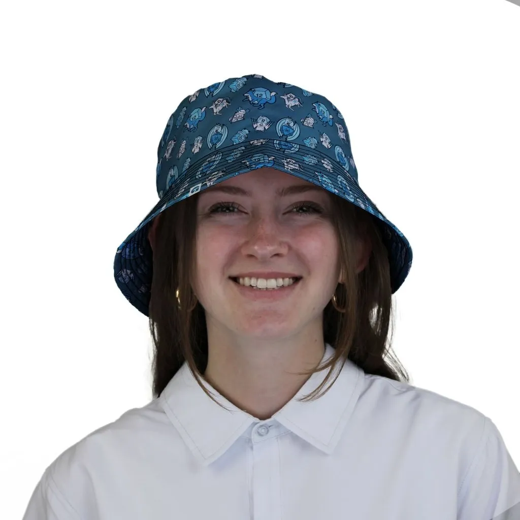 Dice Critters Blue Monochrome Bucket Hat