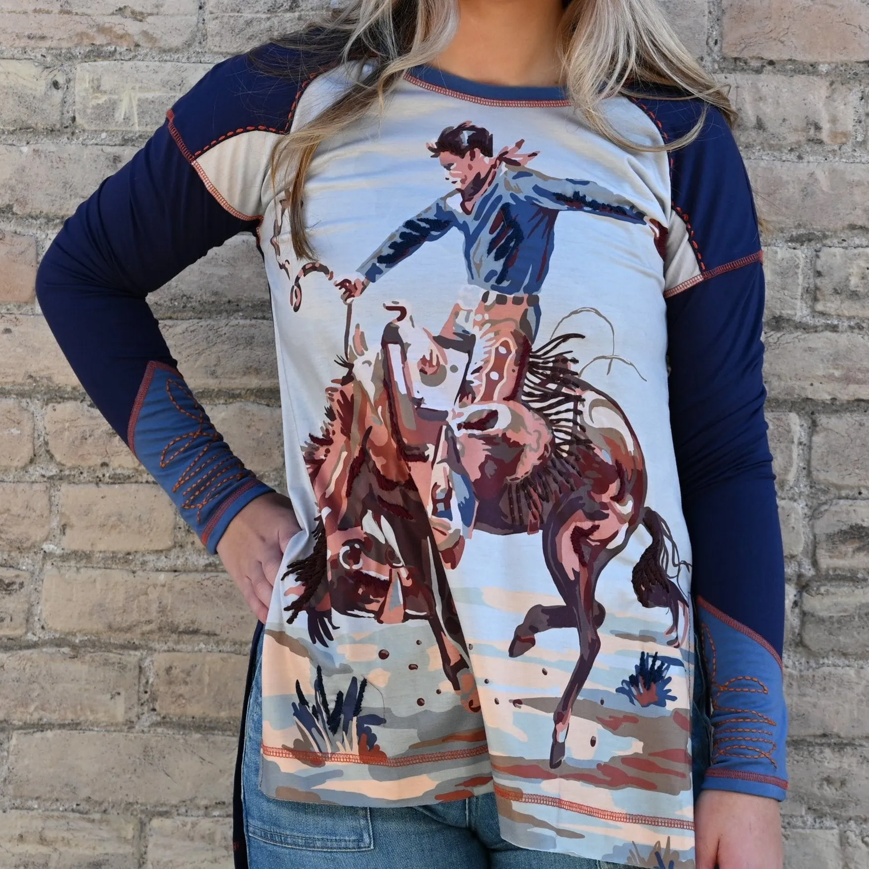 Double D Ranch Rodeo Top in Blue Indigo