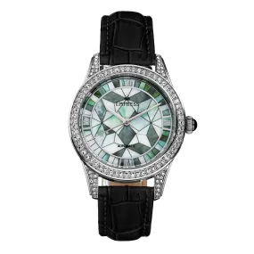 Empress Augusta Automatic Mosaic Mother-of-Pearl Leather-Band Watch