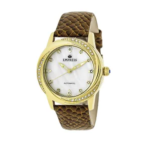 Empress Ayala Automatic MOP Leather-Band Watch