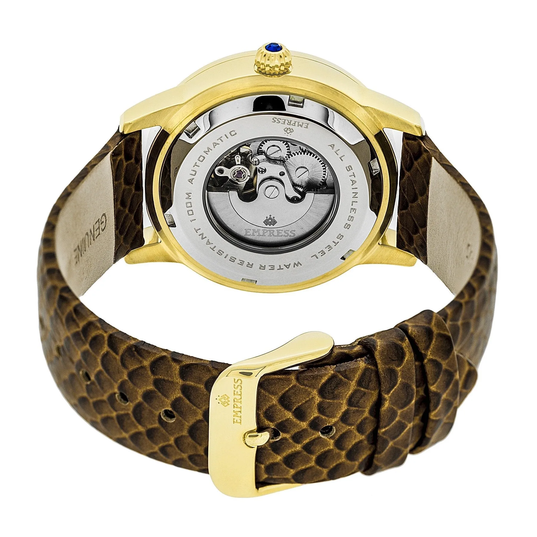 Empress Ayala Automatic MOP Leather-Band Watch