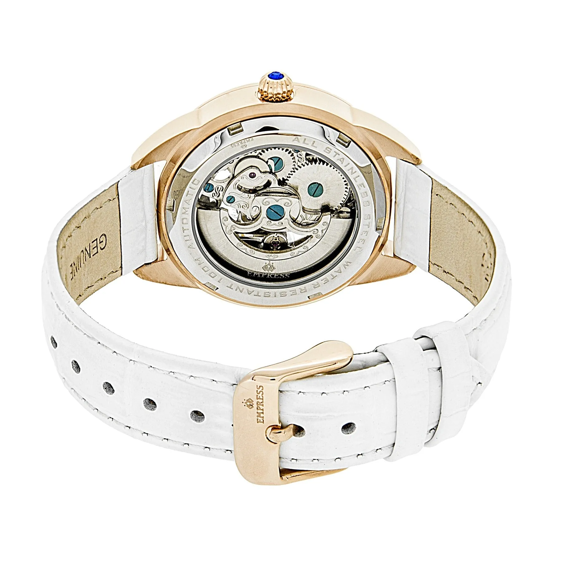 Empress Godiva Automatic MOP Leather-Band Watch - Rose Gold/White