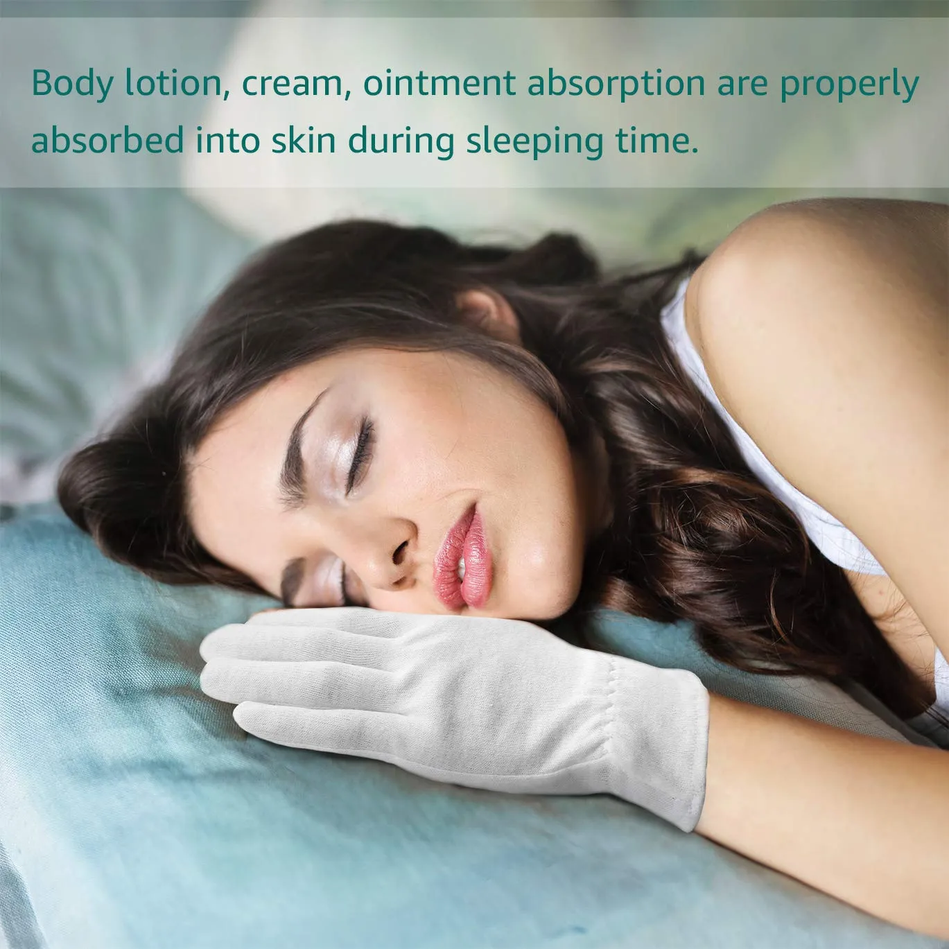 EvridWear 100% Cotton Touchscreen Moisturizing Beauty Gloves with Elastic Cuff, Natural Cosmetic Therapy Gloves for Eczema SPA Dry Hands Care Overnight (White, Large) 5 Pairs