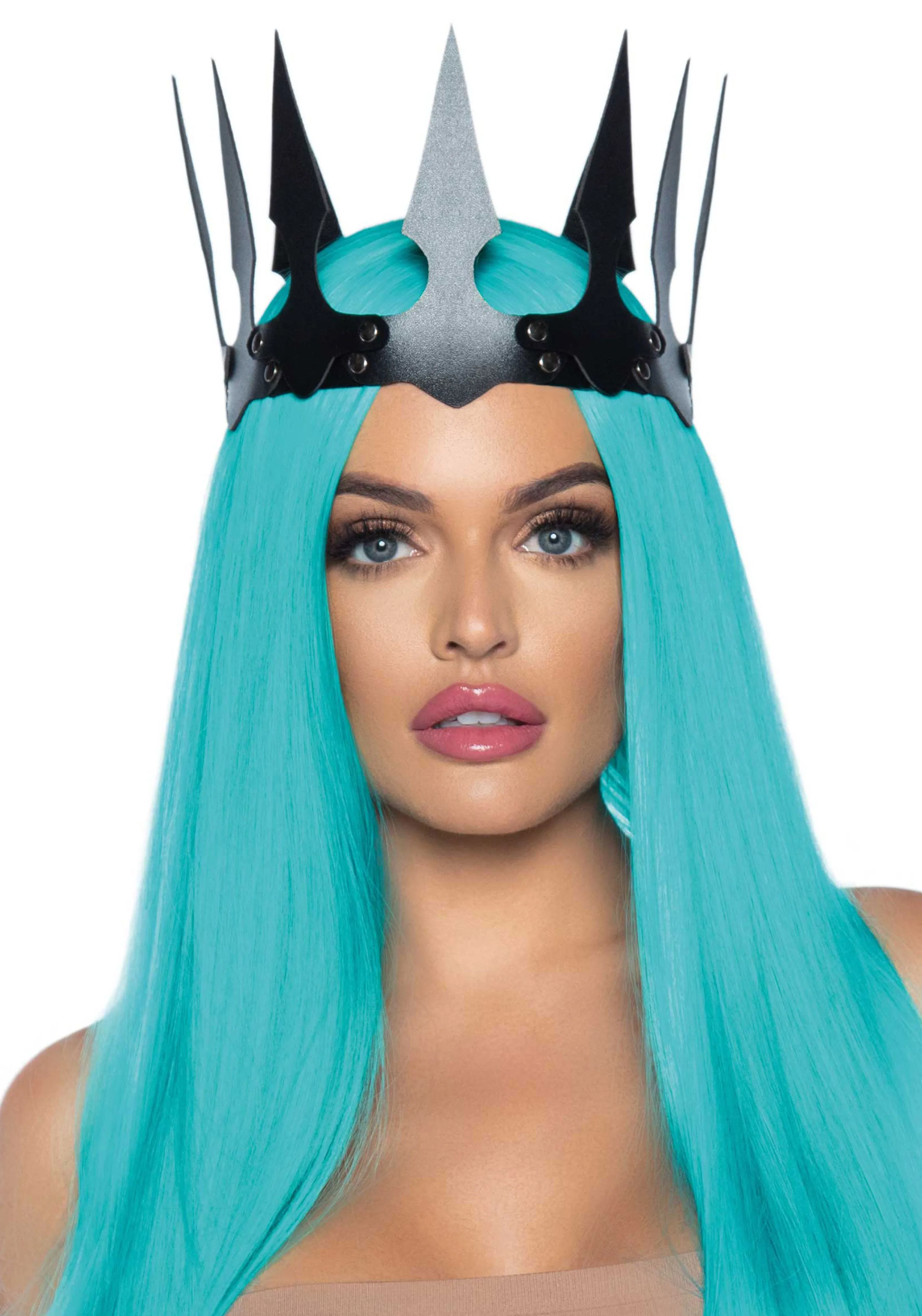 Faux Leather Spiked Crown